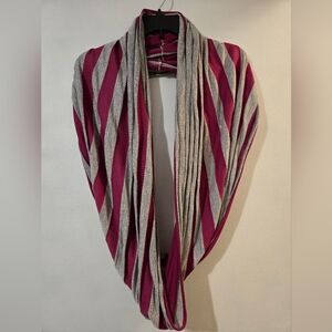 Oversized Two-Tone Burgundy And Silver Stripe Infinity Scarf